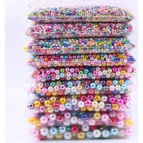 100pcs/bag With Hole ABS Imitation Pearl Beads 4mm 6mm 8mm 10mm Round Plastic Acrylic Spacer Bead For DIY Jewelry Making Finding