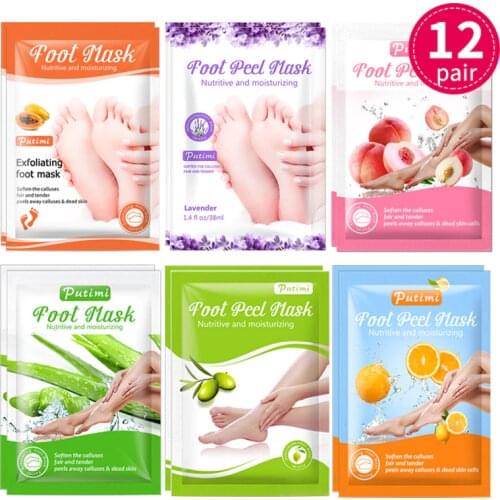 12Packs Exfoliation for Feet Mask Peel Dead Skin Remover Foot Mask Lavender Nourishing SPA Whitening Feet Mask Pedicure Socks