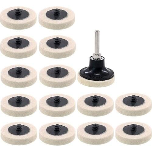 16Pcs 2 Inch Fabric Disc Polishing Buffing Pads Wheels Disc Holder With 1/4 Inch Shank for Cleaning Polishing Sanding