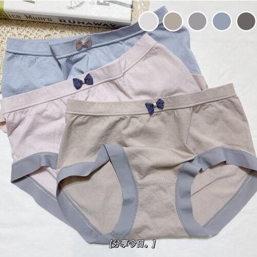 2021 Womens Underwear Sexy Solid Color Panties Fashion Bow Comfort Briefs Mid Waist Seamless Soft Underpants Female Lingerie