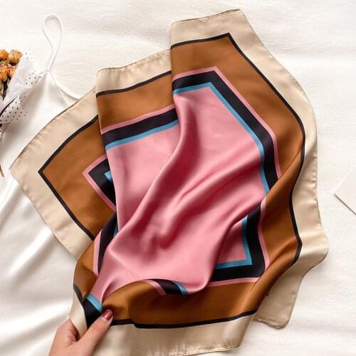 2021 Silk Neck Scarf for Women Square Foulard Scarfs Female Print Office Lady Neckerchief Bandana Scarves Small Hair Hijabs