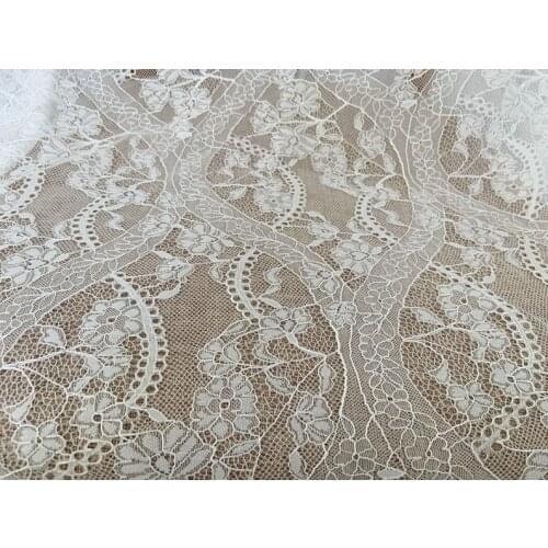 3 Yards Ivory Vintage Lace Fabric Hollowed Out Lace Fabric With Eyelash Design Antique Bridal Lace