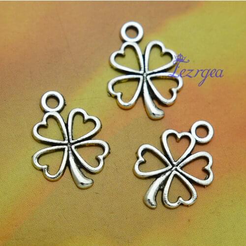 50pcs/lot--16x12mm, Antique silver plated Clover charms,DIY supplies,Jewelry accessories
