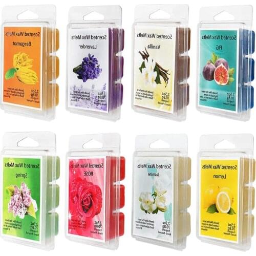 Scented Wax Melts -Set of 8 Assorted Wax Warmer Cubes/Tarts - Jasmine Rose Bergamot Fig Vanilla Lemon Spring Lavender