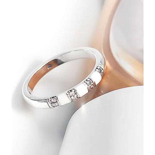 Authentic 925 Sterling Silver Pan Ring New White Enamel Spacer Pair Stripe Ring For Women Wedding Party Gift Fashion Jewelry