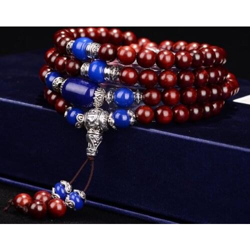 Authentic Lobular Red Sandalwood Bracelets 108 Buddha Beads Hand made Polished High Oil Density Necklace for Men Women Jewelry