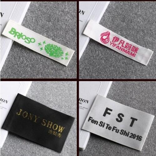 Free shipping Customized (1000pcs/lot) garment clothing tags /Woven Labels/ custom clothing labels/main labels/damask label