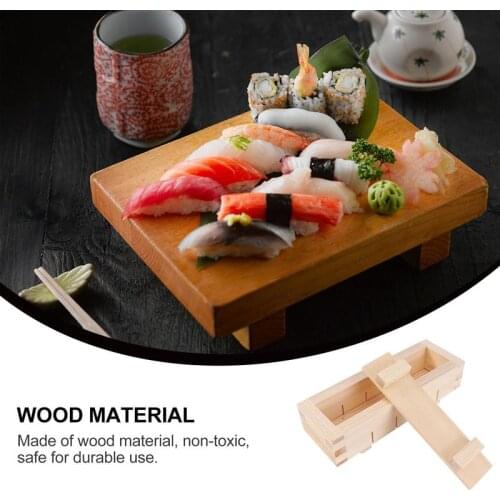 Wooden Rectangular Sushi Press Mold Box Sushi Making Kit DIY Sushi Rice Roller Molds Sushi Kitchen Making Tools (As Shown)
