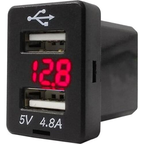 Dual USB Car Modified Car Cigarette Lighter 4.8A Power Adapter LED Digital Display Apply For Toyota RAV4 Ralink Corolla Prado