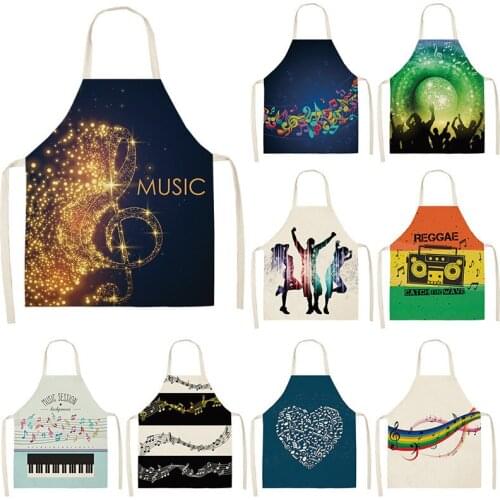 Music theme aprons for women goods for home kitchen customizable apron alpaca For home and kitchen Apron for children kids apron