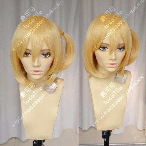 Haikyuu!! Hitoka Yachi Hitokav Short Blonde Braid Heat Resistant Ponytail Hair Cosplay Costume Wig + Free Wig Cap