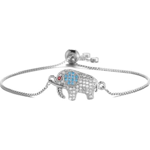 Mafisar Clear Cubic Zirconia Jewelry 2019 Trendy Cute Elephant Charm Bracelet For Women Girl Adjustable Bracelet & Bangle Bijoux