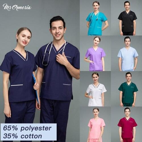 Scrubs Women Workwear Beauty Salon Spa Scrub Shirt Fashion Pet Grooming Institution Uniform Scrub Set V-neck Tops/pants Uniform
