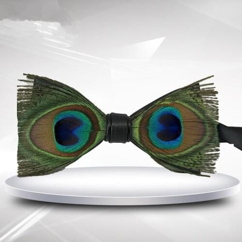 Fashion Mens Accessories Neckties Silk Tie Men Gift Natural Peacock Decoration Bow Tie Bowtie