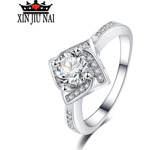 Fashion Jewelry Square Shape Flower Rose Design Wedding Engagement Rings for Women Fine Bijoux Femme Wedding Bands