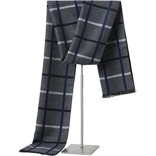 Men Winter Cashmere Business Scarf Foulard Luxury Brand Design Shawls Fashion Thick Wraps Mens Warm Scarves Plaid Shawl Stoles