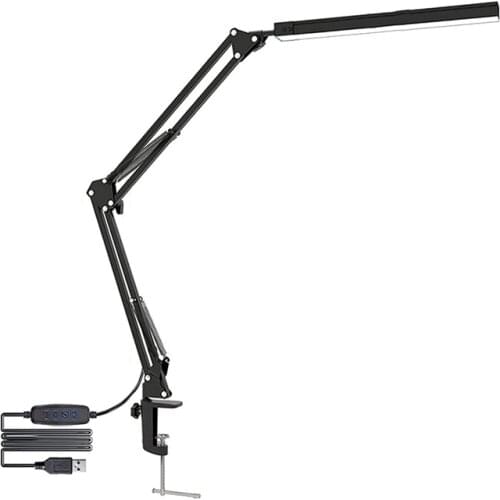 Desk Lamp LED, 14 W Swivel Arm Architect Lamp, Office Table Lamp with 3 Color Modes Eye Protection, Flexible Clamp Light