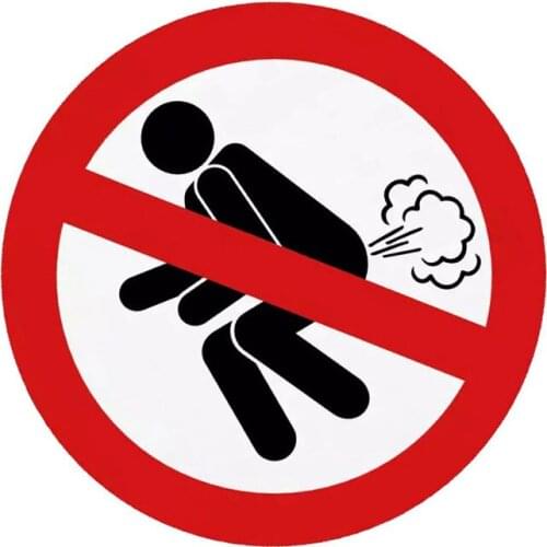 No Farting Car Funny Sticker Car Modeling Warning Sign PVC Personality Sticker Car Products Window Decorations 13cm*13cm