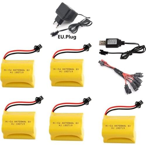6v 700mah NiCD Battery and 6v charger set For Rc toys Cars Tanks Robots Guns Boats NI-CD 6v Rechargeable Battery AA Battery pack
