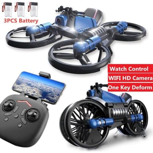 New 2.4G 4-Axis Gyro RC Drone 3D Flip One Key Return Headless Mode RC Quadrocopter uav aircraft Motorcycle 2 in 1 rc Deformation