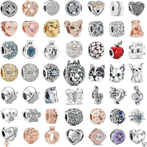 New Fashion Charm Original Lion Steed Puppy Butterfly Musical Note Beads Suitable for Original Pandora Ladies Bracelet Jewelry