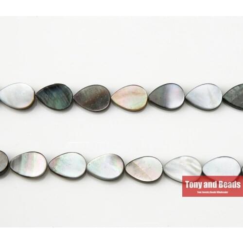 One 15" Strand =1Lot ! ) Free Shipping Black Lip Sea Shell Water Drop Loose Beads 10x14MM For Jewelry Making
