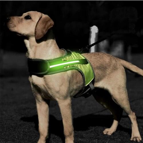 LED Safety Reflective Pet Harnesses Dog Collar Mesh Vest Shepherd Medium Large Dogs Walking Safety Jacket Clothes Pet Supplies