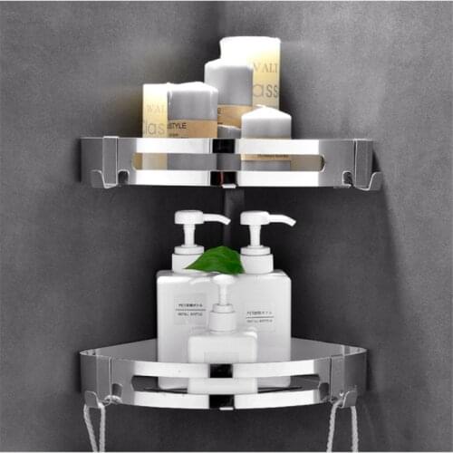 Triangle Shower Storage Basket Shelves for Bathroom and Kitchen Bath Shower Accessories Hardware ABS Chrome Wall Mount Rack