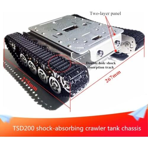 Smart Metal TSD200 Shock-absorbing Crawler Tank Chassis Car Two-layer Panel DIY RC Toy for Modification Tank Model Project