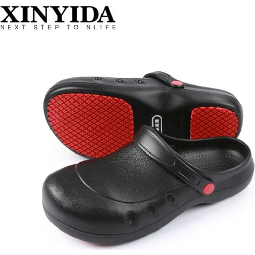 High Quality EVA Non-slip Waterproof Oil-Proof Kitchen Work Shoes Master Cook Restaurant Chef Shoes Flat Sandals Safety Shoes