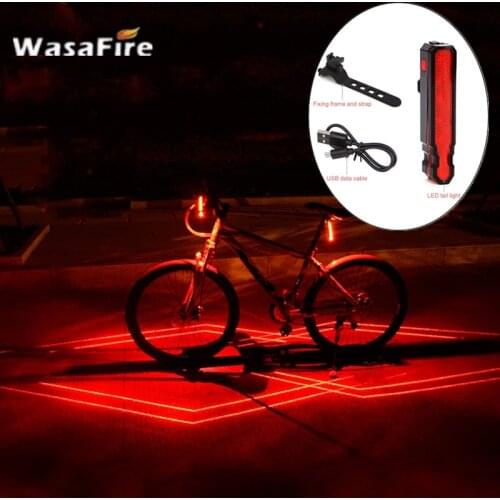 WasaFire Folding Laser LED Bike Light USB Rechargeable Bicycle Front Tail Light Safety Warning Taillight Cycling Rear Head Lamps