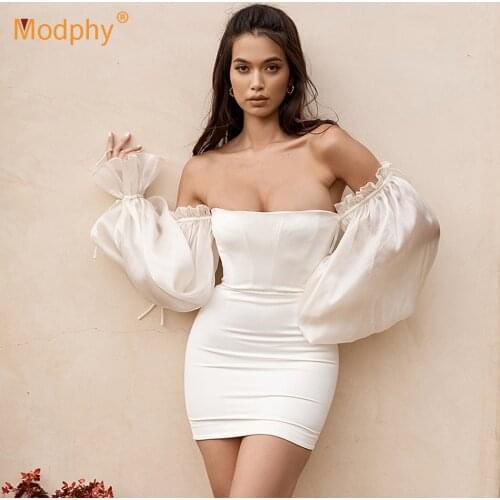 2021 Autumn Patchwork New Bandage Dress Women Sexy Lantern Long Sleeve Bodycon Mini Dress Club Celebrity Evening Party Vestidos