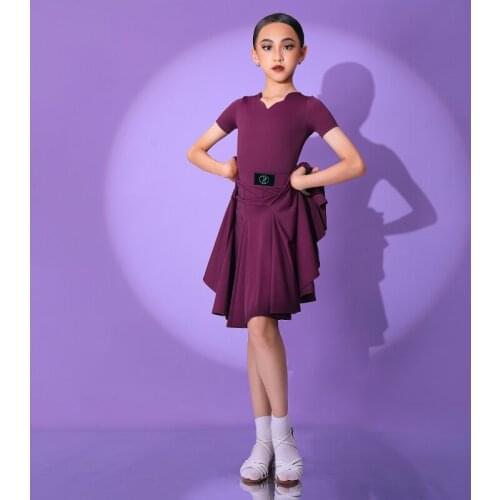 Latin Dance Dress For Kids Short Sleeve Practice 2 Piece Professional Latin Stage Performance Costumes Samba Clothing DWY5937
