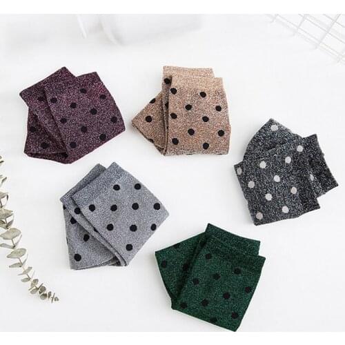Winter cotton quality glitter socks fashionable art folding girl socks glitter metal socks sweet filigree wave little tide socks