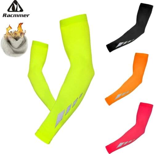 Racmmer Winter Thermal Fleece Unisex Manguitos Ciclismo 2020 Flashlight Cycling Arm Warmers Bicycle Bike Protection Reflective