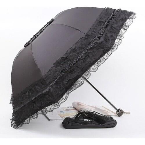 Princess Lace Sun Umbrella Sunscreen UV Protection Lace Umbrella Thick Vinyl Rain and Rain Dual-use Girl Gift Sunshade Umbrella
