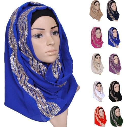 170*80Cm Sequins Long Scarf Muslim Women Hijab Islamic Prayer Headscarf Shawl Head Wrap Arab Stoles Scarves Ramadan Pashmina Cap