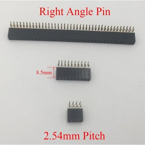 2*2 2x2 2*3 2x3 2*4 2x4 Pin 4P 6P 8P 2.54mm Pitch Space 8.5mm Height Female Connector Double Row Right Angle Pin Header Strip