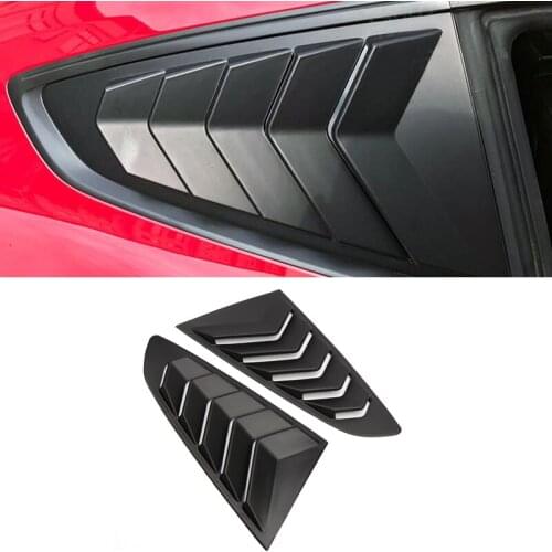 Car Styling 2PCS ABS Matte Black Rear Window Louvers Shutters Cover Trim for Ford Mustang 2015 2016 2017 2018 2019 Accessories