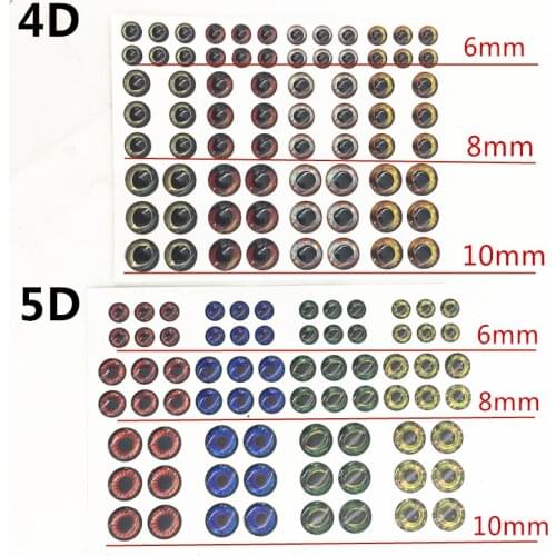 2packs=144Pcs Fly Tying Material Holographic Artificial Fish Eye 6/8/10MM 4D/5D Fishing Lure Eye Fly Fishing Accessories Sticker