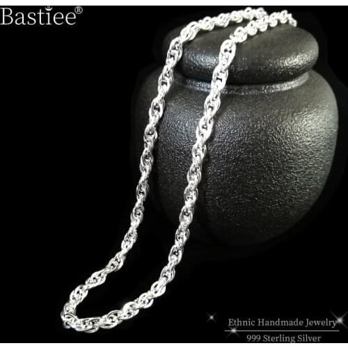 999 Sterling Silver Necklace Men Initial Man Chain Necklace Handmade Luxury Hip Hop Jewelry Vintage Ethnic Fashion Jewellery