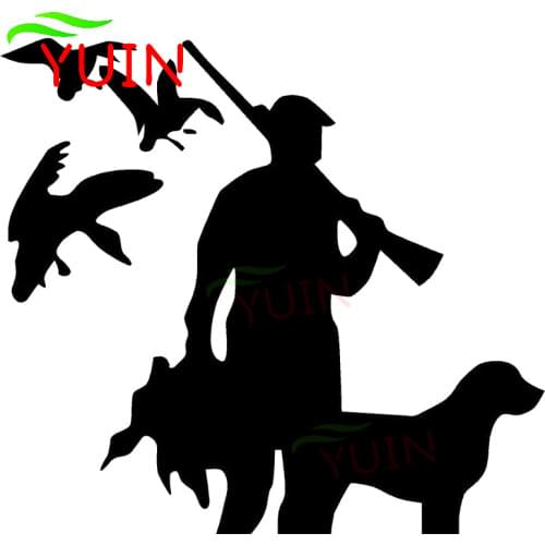 Duck Hunting Dog Car Sticker Fashion Body Decoration Personality PVC Waterproof Sunscreen Decal Black/White/Red/Laser/Silver