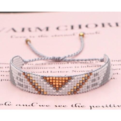 Bohemian Style Element Handmade Beaded Woven Miyuki Rice Beads Geometric Pattern Couple Bracelet Couple Bracelets Wholesale