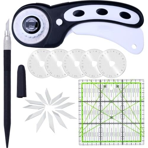 Imzay Black Rotary Cutter Leather Cutting Tool Kit Patchwork Fabric Sewing Circular Blade DIY Quilting Leather Craft Accessories