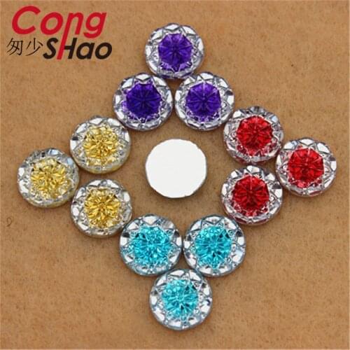 Cong Shao 100pcs 14mm Dual Color Round Resin Rhinestone Applique Flatback Stones And Crystals Costume Jewelry Accessories CS266