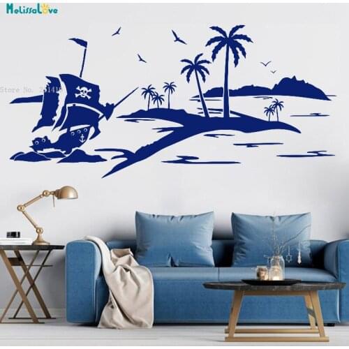Island Pirate Kids Wall Decal Wild Quote Home Decoration Cute Decal Sticker Teens Boys Room Sports Art Décor YT3814