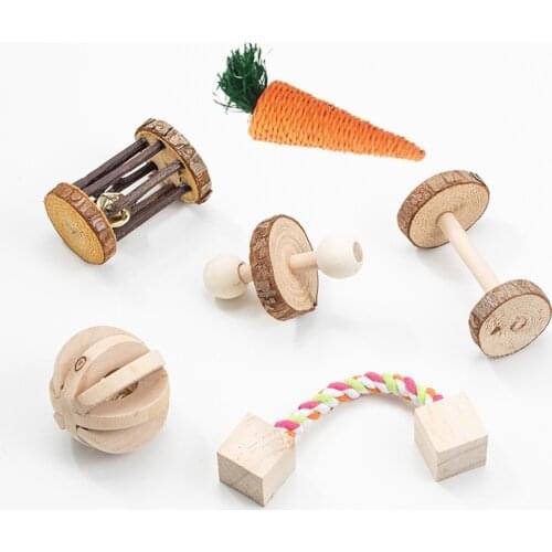 Wooden Pet Toy Hamster Rabbit Guinea Pig Parrot Toy Toy Tooth Supplies Combo Set Small Animals Farm Animal Supplies