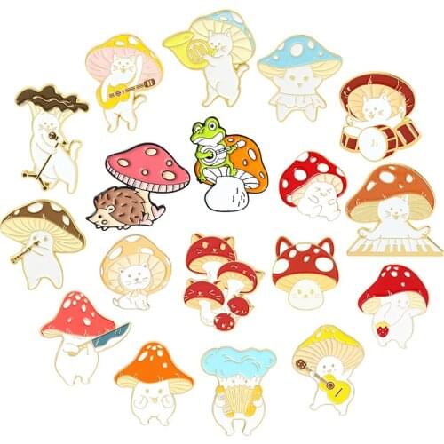 Cartoon Mushroom Theme Series Enamel Pin Cute Plant Metal Cartoon Brooch Women Backpacks Anime Lapel Badges Fashion Jewelry