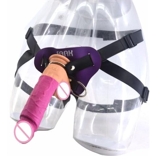 FAAK big strapon dildo realistic silicone penis leather belt adjustable suction dick sex toys for women lesbian adult game