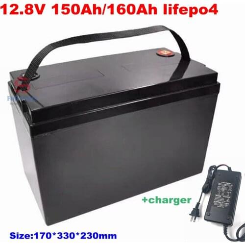 Lifepo4 12.8V 12V 160Ah 150AH lithium battery BMS for 1200W Boats Solar energy storage golf carts RV inverter +10A Charger